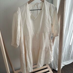 Billabong Cream V-Neck Tiered Dress